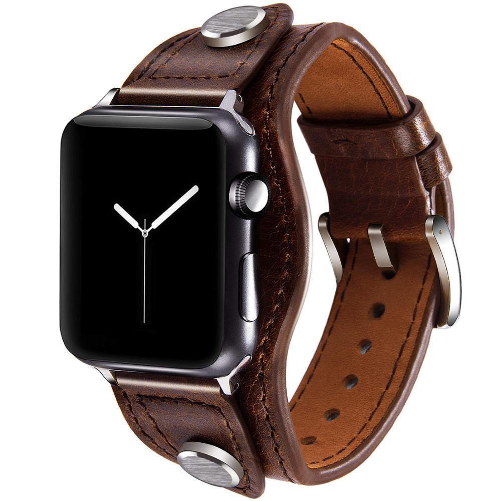 Apple Cuff Bracelets Bands for Apple Watch 38mm 42mm 40mm 44mm Iwatch Series 4 3 2 1, Leather Jewelry Wristband Strap for Women Men