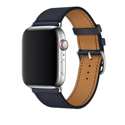 Apple Dark Blue / 38mm Apple Watch Series 5 4 3 2 Band, Leather Single Tour Strap, Bracelet iWatch 38mm, 40mm, 42mm, 44mm - US Fast Shipping
