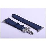 Apple dark blue / 38mm Apple Watch Series 5 4 3 2 Band, Leather strap Deployment Buckle watch Strap watchband Hermes 38mm, 40mm, 42mm, 44mm - US Fast Shipping