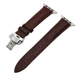 Apple Dark Brown / 38mm Faux Leather Watchband for 38mm 40mm 42mm 44mm iWatch Apple Watch Series 4 3 2 1 Band Butterfly Buckle Strap Bracelet