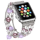 Apple Dark Purple / 38mm / 40mm Apple Watch Series 5 4 3  Band, Agate Beads Pearl Bracelet stretch Strap, iWatch Women Watchband Adapters 38mm, 40mm, 42mm, 44mm