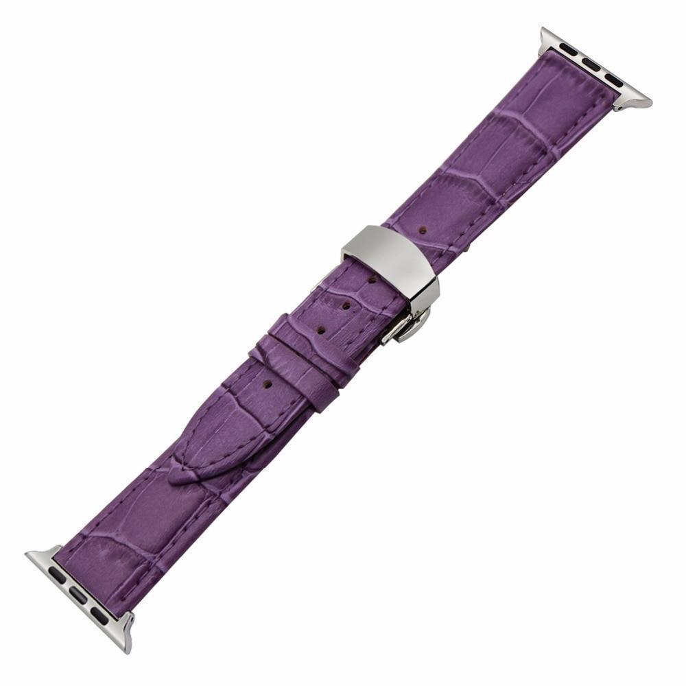 Apple Faux Leather Watchband for 38mm 40mm 42mm 44mm iWatch Apple Watch Series 4 3 2 1 Band Butterfly Buckle Strap Bracelet