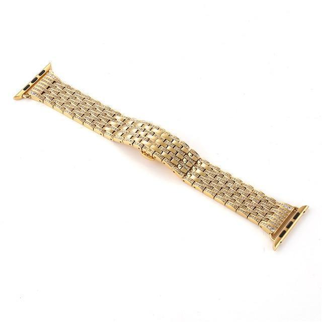 Apple gold / 38mm / 40mm Apple Watch Series 5 4 3 2 Band, Diamond Stainless Steel Strap Bracelet Loop 38mm, 40mm, 42mm, 44mm - US Fast Shipping