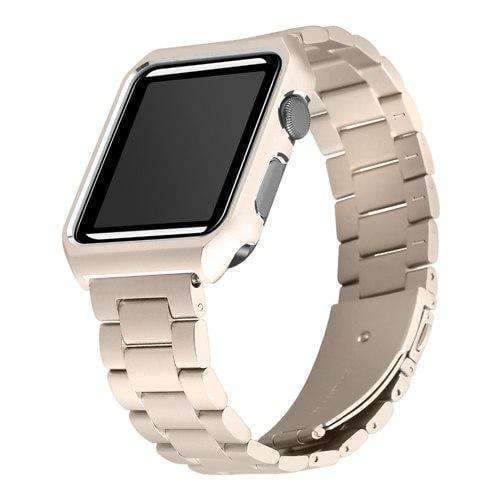 Apple gold / 38mm Apple watch band case stainless steel  strap 42mm/38 metal bracelet for iwatch series 1/2/3 - USA Fast Shipping