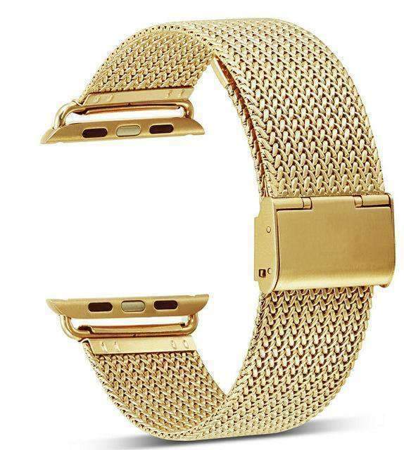 Apple Gold / 38mm Apple Watch Series 5 4 3 2 Band, Milanese style, Stainless Steel Woven Sport Watchband fits 38mm, 40mm, 42mm, 44mm