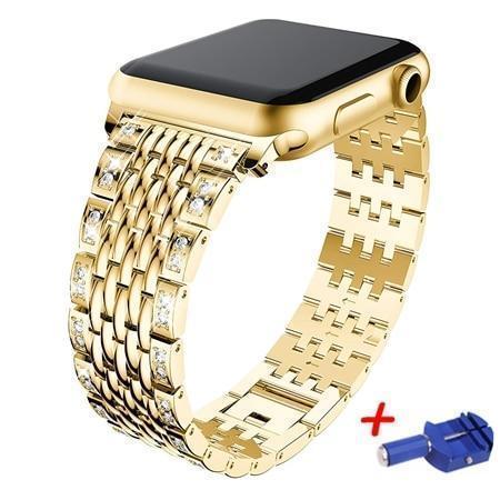 Apple gold / 38mm Link bracelet strap For Apple watch band 42mm 38mm iwatch 4 band 44mm 40mm Diamond Stainless steel watchband Apple watch 4/3/2/1