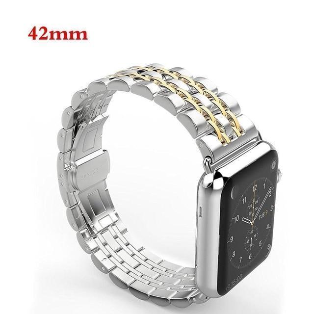 Apple gold / 42mm / 44mm Apple Watch Series 5 4 3 2 Band, Luxury metal Stainless Steel rolex Strap Bracelet Wrist Belt for iWatch 38mm, 40mm, 42mm, 44mm US Fast Shipping