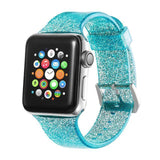Apple green / 38mm/40mm Sport Soft glitter Silicone Strap For Apple Watch Series 4 3 2 1 44mm 40mm 42mm 38mm Band Replacement Strap Wristband For iWatch Band - US Fast shipping