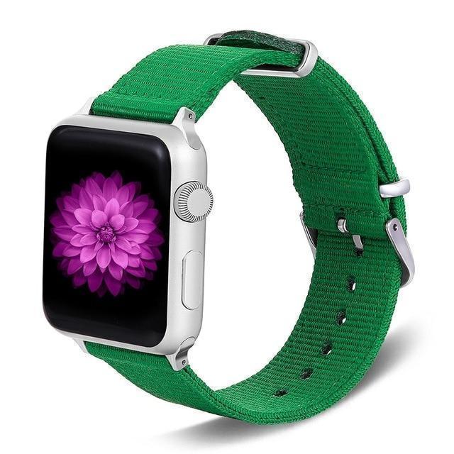 Apple green / 42mm / 44mm Apple Watch Series 5 4 3 2 Band, Nylon Rainbow Sport Smart Watch Strap 38mm, 40mm, 42mm, 44mm