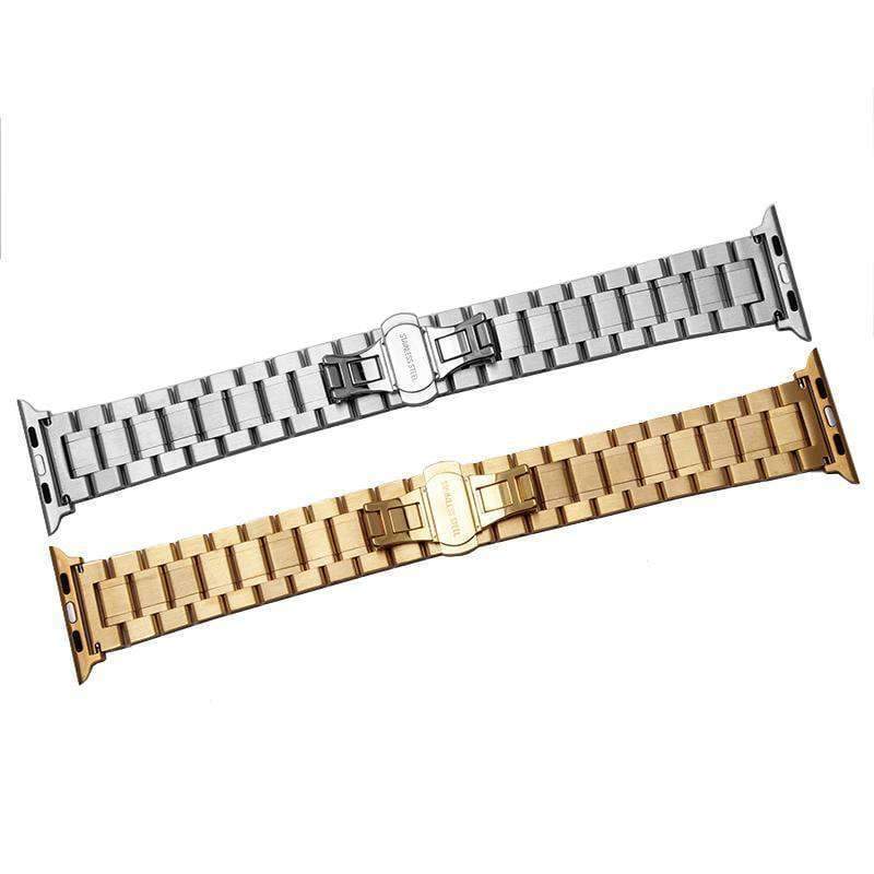 Apple Hot sell quality stainless steel watchbands black gold bracelet with adapter fit apple watch Series 1 2 3 4 44mm/ 40mm/ 42mm/ 38mm