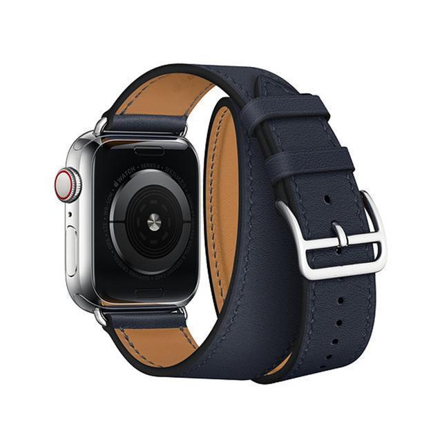 Apple Indigo Double Tour / 38MM Series 123 Apple Watch Series 5 4 3 2 Band, Double Tour Watchbands Genuine Leather Strap Herm Bracelet 38mm, 40mm, 42mm, 44mm