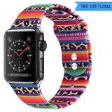 Apple Leopard pattern / 38 40mm SM Apple Watch Series 5 4 3 2 Band, Lily inspired Sport Band, Bohemian Leopard Flower Rainbow Double Side Print Silicone Strap 38mm, 40mm, 42mm, 44mm