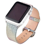 Apple Leopard Rainbow Bling Glitter Leather Band for Apple Watch Series 1 2 3 Strap 42mm 38mm Bracelet for iWatch Wristband