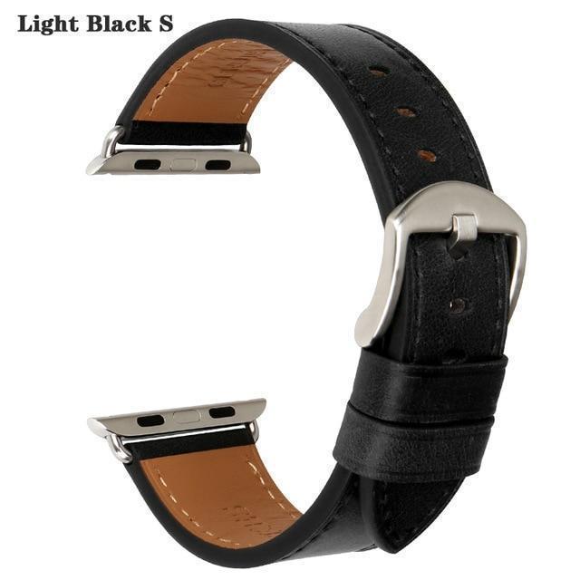 Apple Light Black S / For Apple Watch 42mm Quality Leather Watchband Replacement For Apple Watch Band 44mm 42mm 40mm 38mm Series 4 3 2 1 iWatch Apple Watch Strap