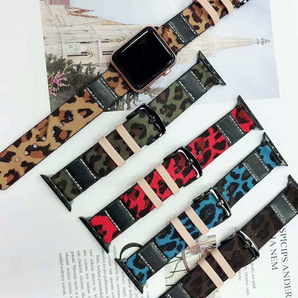 Luxury Leopard Print Leather Watch Strap for Apple Watch Series