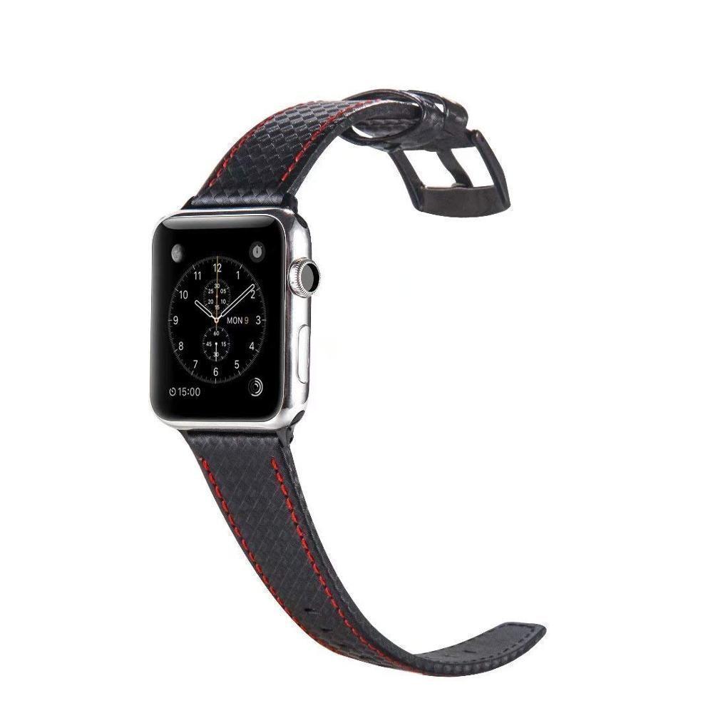 Apple Luxury Strap for Apple watch band 44 mm 40mm iWatch band 42mm 38mm Carbon fiber+Leather watchband bracelet Apple watch 4 3 2 1