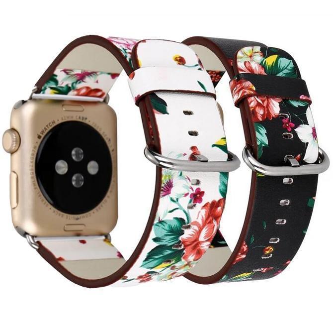 Apple manufacturer Leather Loop for iwatch 4 3 2 1 Strap for Apple Watch Band 38mm 42mm 40mm 44mm Flower Design