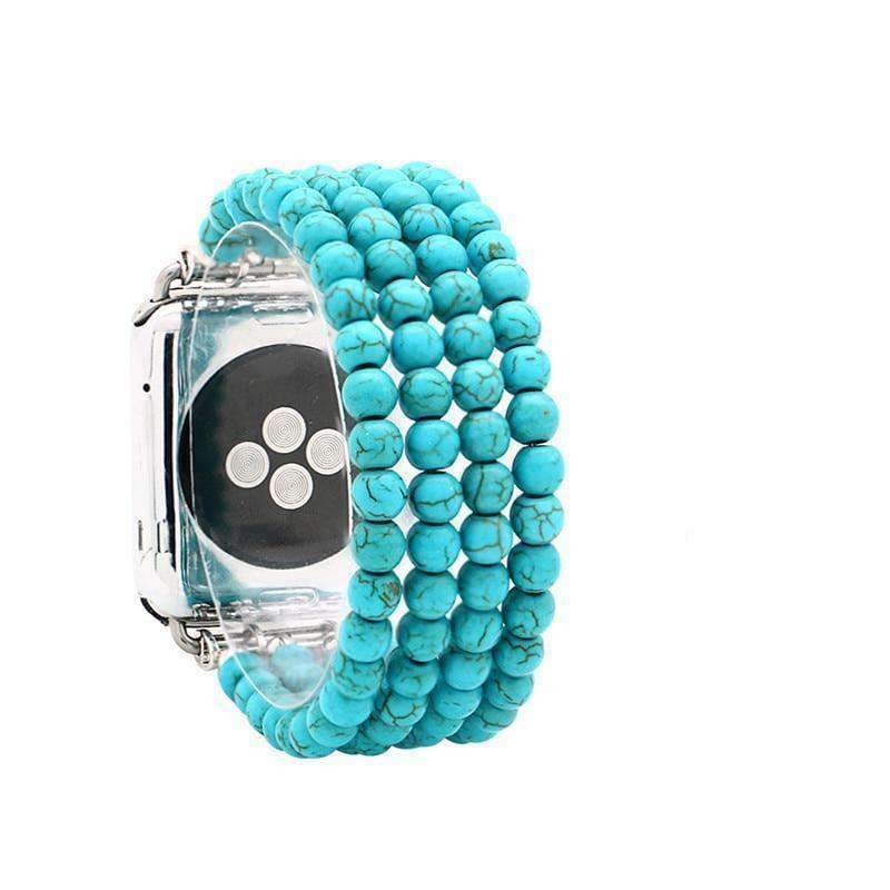 Apple Natural Stone Watchband For iWatch Turquoise  Apple Watch Bands Elastic Watch Strap 44mm/ 40mm/ 42mm/ 38mm Replacement Band Bracelet
