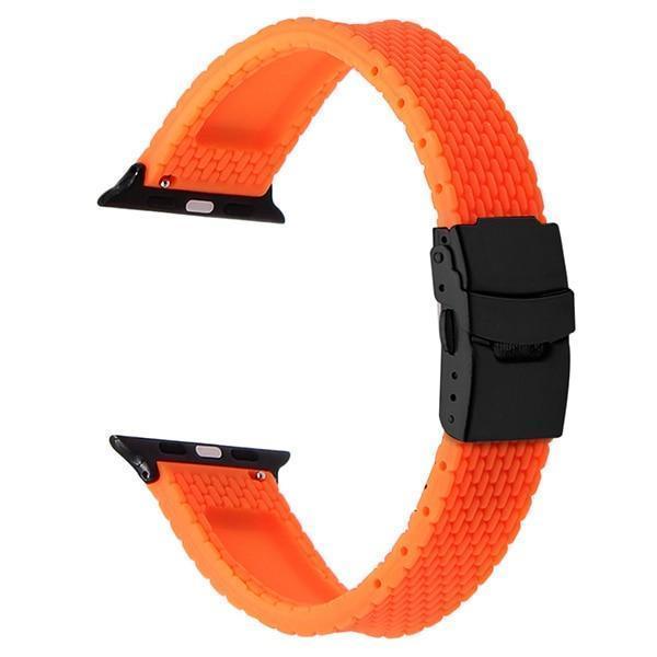 Apple Orange B / 38mm Silicone Rubber Watchband for iWatch Apple Watch 38mm 40mm 42mm 44mm Band Series 5 4 3 2 1 Steel Safety Clasp Strap Bracelet
