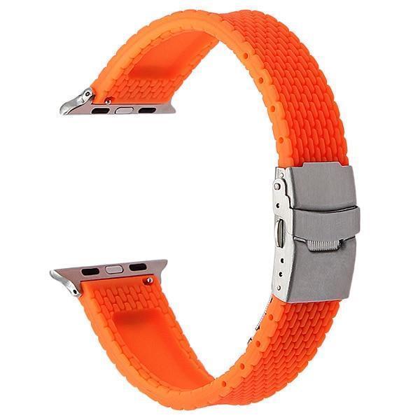 Apple Orange S / 38mm Silicone Rubber Watchband for iWatch Apple Watch 38mm 40mm 42mm 44mm Band Series 5 4 3 2 1 Steel Safety Clasp Strap Bracelet