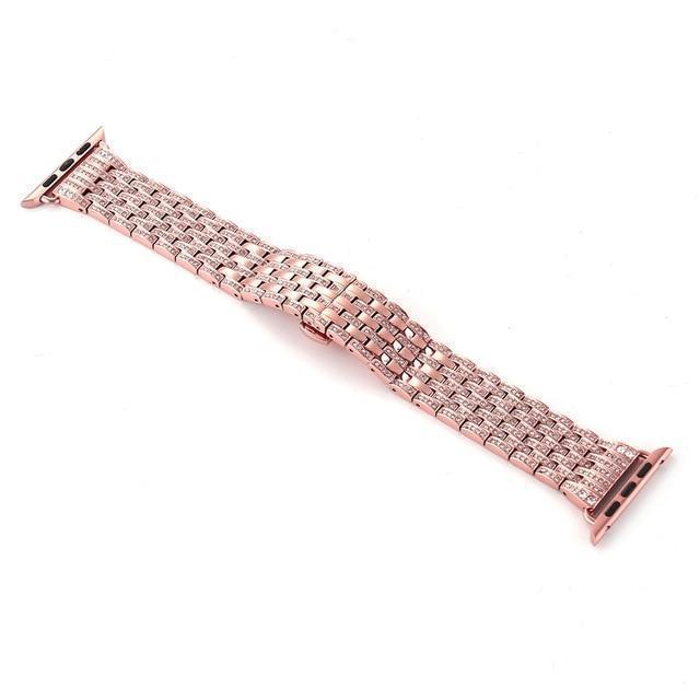 Apple pink / 38mm / 40mm Apple Watch Series 5 4 3 2 Band, Diamond Stainless Steel Strap Bracelet Loop 38mm, 40mm, 42mm, 44mm - US Fast Shipping