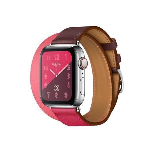 Apple pink / 38mm Leather strap For apple watch band 42mm 38mm iWatch band 44mm 40mm Double Tour bracelet watchband Apple watch 4 3 21 Accessories ( US Fast Shipping)