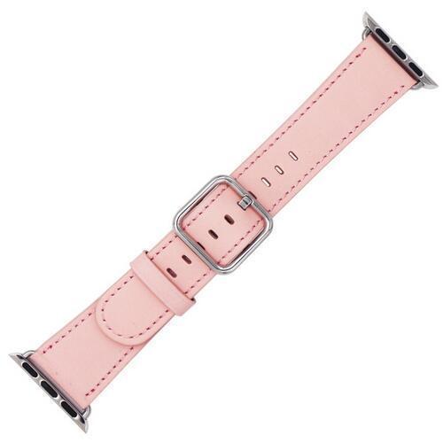 Apple Pink / 42 mm Leather Strap For Apple Watch Band 42mm 38mm iwatch 4/3 Bracelet 44mm 40mm bracelet Stainless Steel Classic Buckle Watchband, USA Fast Shipping