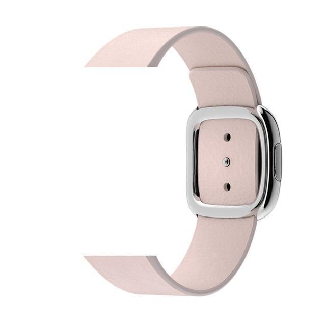 Apple Pink / 44MM Rose gold Modern Buckle Leather Band for Apple Watch 44mm 40mm  42mm 38mm Replacement Wristband for iWatch Series 4 3 2