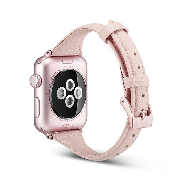 Apple Pink / For 38mm and 40mm Newest Slim Genuine Leather Strap For Apple Watch 4 Band 40mm 44mm iWatch Sport Wristband For Apple Watch 42mm 38mm 2019