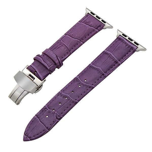 Apple Purple / 38mm Faux Leather Watchband for 38mm 40mm 42mm 44mm iWatch Apple Watch Series 4 3 2 1 Band Butterfly Buckle Strap Bracelet