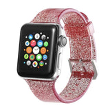 Apple red / 38mm/40mm Sport Soft glitter Silicone Strap For Apple Watch Series 4 3 2 1 44mm 40mm 42mm 38mm Band Replacement Strap Wristband For iWatch Band - US Fast shipping
