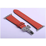 Apple red / 38mm Apple Watch Series 5 4 3 2 Band, Leather strap Deployment Buckle watch Strap watchband Hermes 38mm, 40mm, 42mm, 44mm - US Fast Shipping