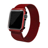 Apple red / 38mm band case Apple Watch band Milanese mesh magnetic Loop stainless steel metal Strap & Watch Case bundle  42mm 44mm iwatch 4/3/2/1 38mm 40 mm Bracelet Watchband - USA Fast Shipping