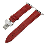 Apple Red / 38mm Faux Leather Watchband for 38mm 40mm 42mm 44mm iWatch Apple Watch Series 4 3 2 1 Band Butterfly Buckle Strap Bracelet