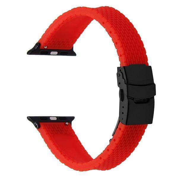 Apple Red B / 38mm Silicone Rubber Watchband for iWatch Apple Watch 38mm 40mm 42mm 44mm Band Series 5 4 3 2 1 Steel Safety Clasp Strap Bracelet