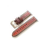 Apple Red silver buckl / 38mm Handmade Italian Leather For Iwatch Watchbands,Burnish Leather 42MM Apple Watch Men's Strap,Fast Shipping