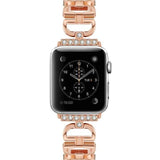 Apple rose gold / 38mm Apple watch band, women crystal diamond bling link bracelet strap, Stainless Steel metal wrist belt watchband Iwatch For 44mm  42mm 40 mm 38mm series  5 4 3
