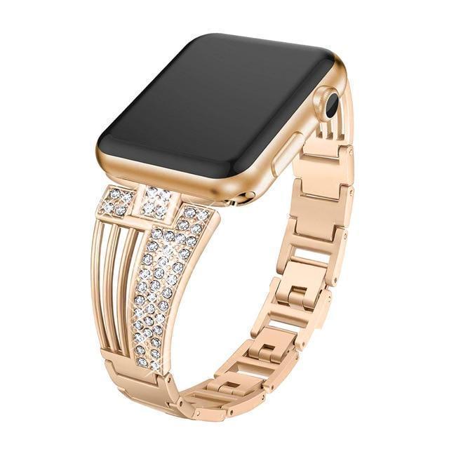 Apple rose gold / 38mm Apple watch Diamond bling strap series 4 3 2 1 band for iWatch 38mm 42mm 40mm 44mm stainless steel strap link bracelet