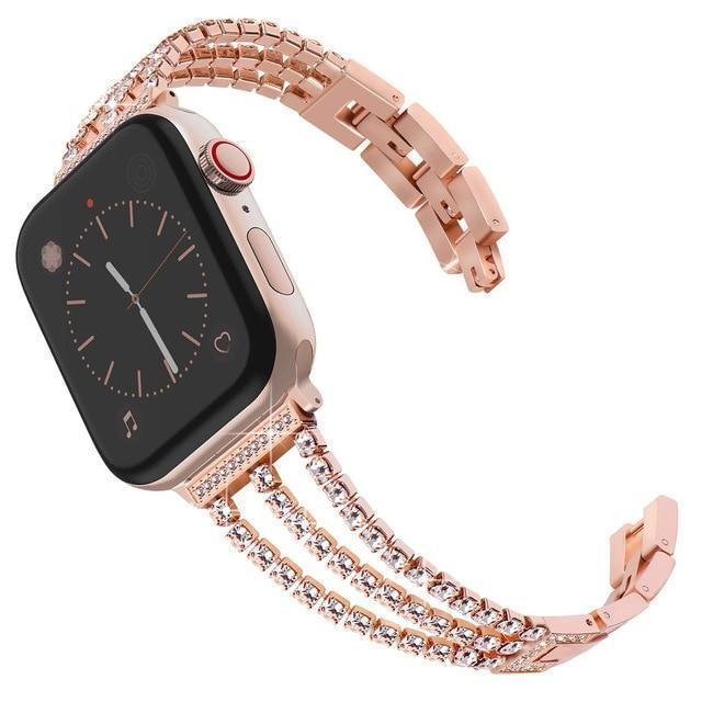 Apple rose-gold / 38mm Apple Watch Series 5 4 3 2 Band, New Women Diamond Watch Stainless Steel strap Sport Bracelet 38mm, 40mm, 42mm, 44mm