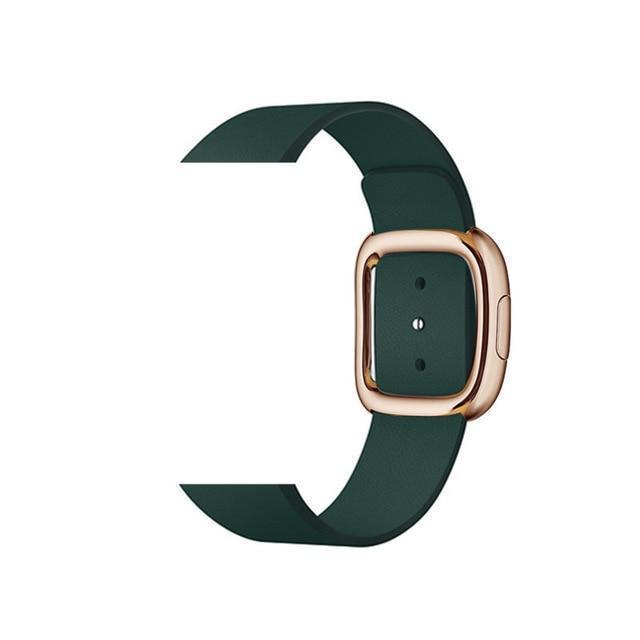 Apple Rose Gold Buckle / 44MM Rose gold Modern Buckle Leather Band for Apple Watch 44mm 40mm  42mm 38mm Replacement Wristband for iWatch Series 4 3 2