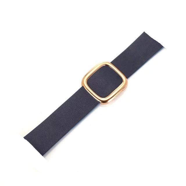 Apple Rose Gold Buckle14 / 44MM Rose gold Modern Buckle Leather Band for Apple Watch 44mm 40mm  42mm 38mm Replacement Wristband for iWatch Series 4 3 2
