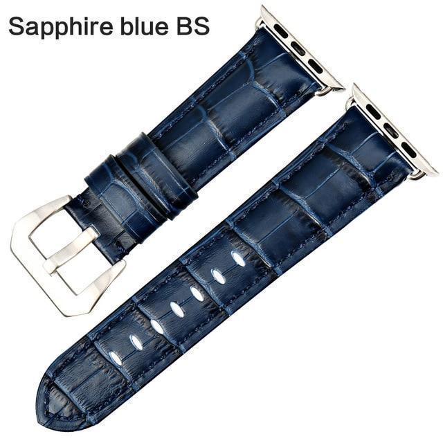 Apple Sapphire blue BS / For Apple Watch 38mm Watchbands genuine cow leather watch strap for Apple Watch Band 42mm 38mm series 4 1 iwatch 4 44mm 40mm  watch bracelet