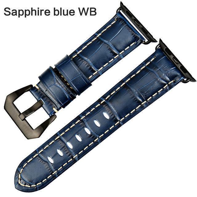 Apple Sapphire blue WB / For Apple Watch 38mm Watchbands genuine cow leather watch strap for Apple Watch Band 42mm 38mm series 4 1 iwatch 4 44mm 40mm  watch bracelet
