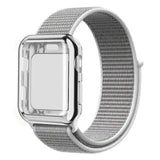 Apple Seashell / 38mm Nylon Sport Loop band with case For Apple Watch 38mm 42mm 40mm 44mm screen protector iWatch series 4 3 2 1 sport bracelet strap
