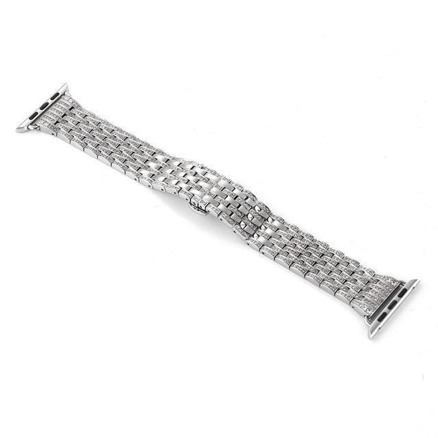 Apple silver / 38mm / 40mm Apple Watch Series 5 4 3 2 Band, Diamond Stainless Steel Strap Bracelet Loop 38mm, 40mm, 42mm, 44mm - US Fast Shipping