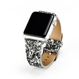 Apple Silver / 38mm / 40mm Apple Watch Series 5 4 3 2 Band, Luxury Apple Watch Sparkle Glitter Bling Leather Band 38mm, 40mm, 42mm, 44mm - US Fast Shipping