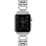 Apple silver / 38mm Apple watch band, women crystal diamond bling link bracelet strap, Stainless Steel metal wrist belt watchband Iwatch For 44mm  42mm 40 mm 38mm series  5 4 3