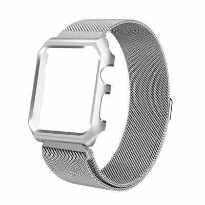 Apple silver / 38mm band case Apple Watch band Milanese mesh magnetic Loop stainless steel metal Strap & Watch Case bundle  42mm 44mm iwatch 4/3/2/1 38mm 40 mm Bracelet Watchband - USA Fast Shipping