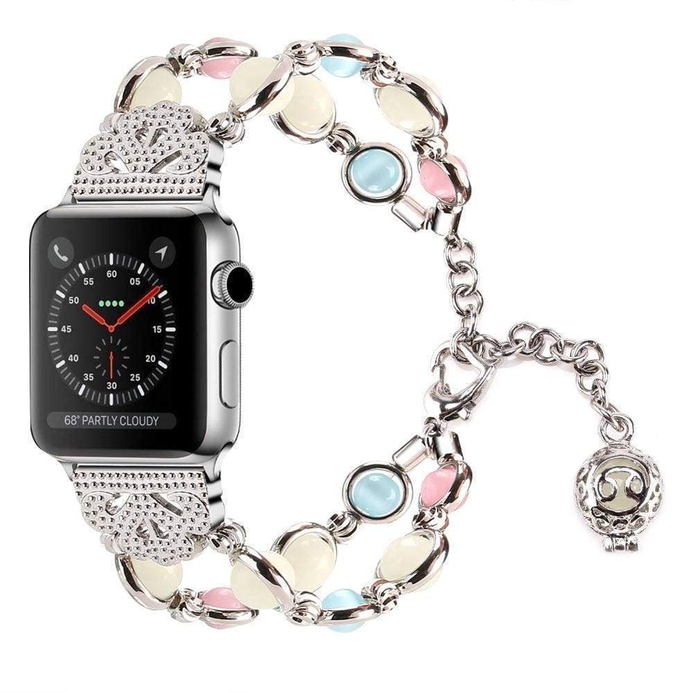 Apple Silver / 42mm / 44mm Apple Watch Series 5 4 3 2 Band, Beaded Luminous Glow in dark 38mm, 40mm, 42mm, 44mm - US Fast shipping