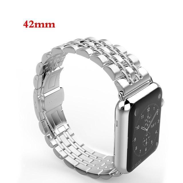 Apple silver / 42mm / 44mm Apple Watch Series 5 4 3 2 Band, Luxury metal Stainless Steel rolex Strap Bracelet Wrist Belt for iWatch 38mm, 40mm, 42mm, 44mm US Fast Shipping